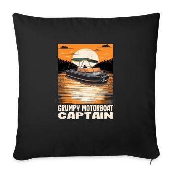Grumpy Motorboat Captain Pontoon Boat Owner - Sofa pillowcase 17,3'' x 17,3'' (45 x 45 cm) - black - Front