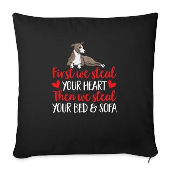 Lévrier italien Greyhound Chiens - Housse de coussin décorative 45 x 45 cm - noir - Devant
