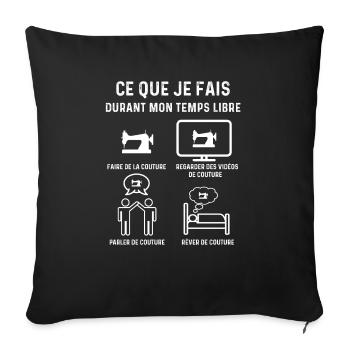couture temps libre couturier - Housse de coussin décorative 45 x 45 cm - noir - Devant