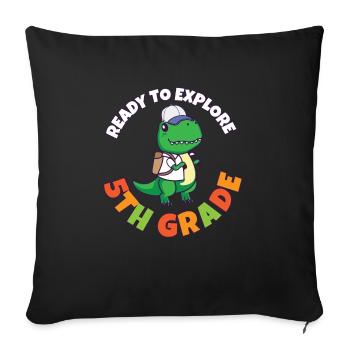 Le premier jour de la journée d’école prêt à explorer le 5ème - Housse de coussin décorative 45 x 45 cm - noir - Devant