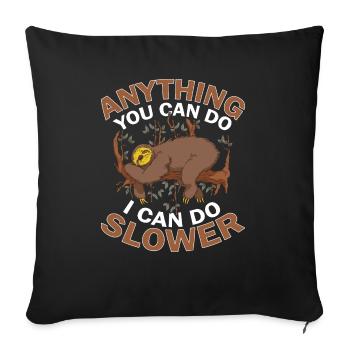 Sloth Sleep Saying - Sofa pillowcase 17,3'' x 17,3'' (45 x 45 cm) - black - Front