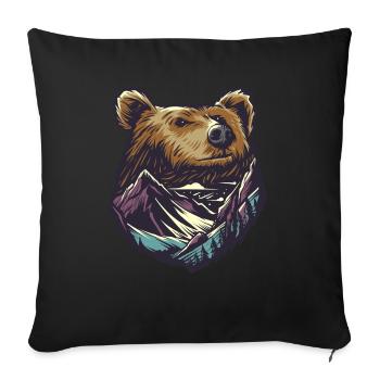 Bear and mountain - Sofa pillowcase 17,3'' x 17,3'' (45 x 45 cm) - black - Front