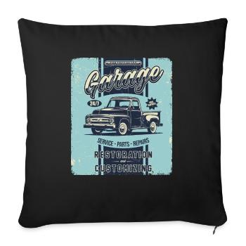 Car garage retro signs - Sofa pillowcase 17,3'' x 17,3'' (45 x 45 cm) - black - Front