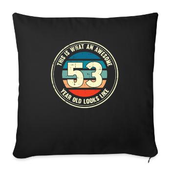 53ème anniversaire pour que vous voyiez avec 53 cadeau rétro - Housse de coussin décorative 45 x 45 cm - noir - Devant