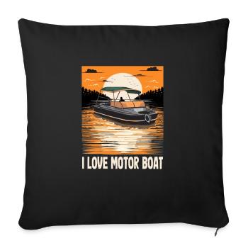 J’aime la parade de bateaux à moteur Citation de bateau à moteur - Housse de coussin décorative 45 x 45 cm - noir - Devant
