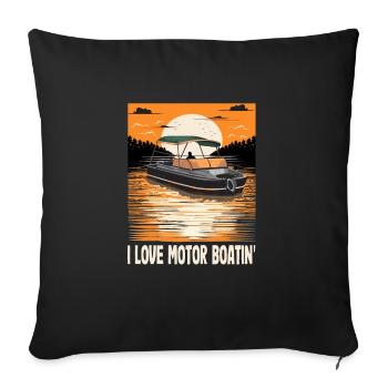 J’adore Motor Boatin' Pontooning Bateau à moteur Capitaine - Housse de coussin décorative 45 x 45 cm - noir - Devant