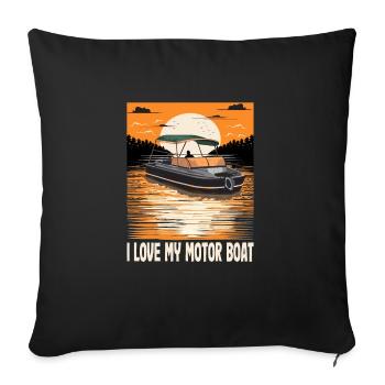 J’aime mon bateau à moteur La vie est meilleure au lac - Housse de coussin décorative 45 x 45 cm - noir - Devant