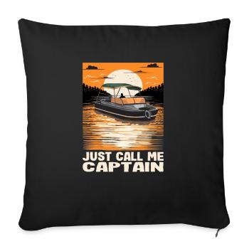 Appelez-moi simplement Captain Pontoon King Motorboating - Housse de coussin décorative 45 x 45 cm - noir - Devant