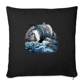 Viking ship Norse warrior Odin Vikings - Sofa pillowcase 17,3'' x 17,3'' (45 x 45 cm) - black - Front