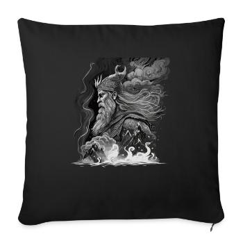 Odin, Père des Dieux, Mythologie nordique, Wotan - Housse de coussin décorative 45 x 45 cm - noir - Devant