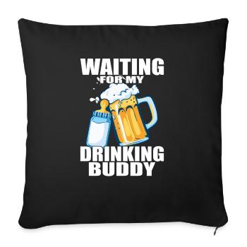 Grossesse 2023 futur père - Housse de coussin décorative 45 x 45 cm - noir - Devant