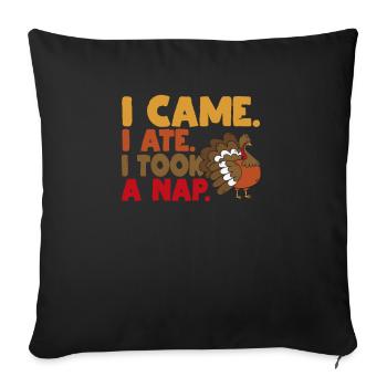 Je suis venu, j’ai mangé, j’ai fait une sieste - Housse de coussin décorative 45 x 45 cm - noir - Devant
