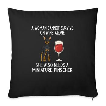 Miniature Pinscher Rehpinscher Min Pin Dog - Sofa pillowcase 17,3'' x 17,3'' (45 x 45 cm) - black - Front
