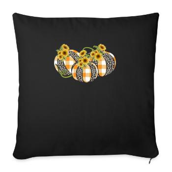 Leopard Plaid Pumpkin Thanksgiving Halloween Autumn - Sofa pillowcase 17,3'' x 17,3'' (45 x 45 cm) - black - Front