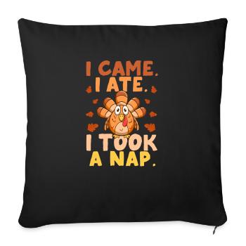 Je suis venu, j’ai mangé, j’ai fait une sieste - Housse de coussin décorative 45 x 45 cm - noir - Devant