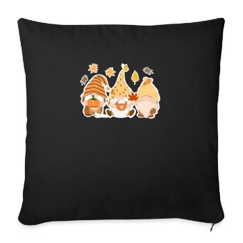 Trois nains Tarte à la citrouille Dinde Jour de Thanksgiving - Housse de coussin décorative 45 x 45 cm - noir - Devant