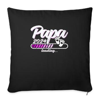 Father-to-be - Dad 2024 loading - Sofa pillowcase 17,3'' x 17,3'' (45 x 45 cm) - black - Front