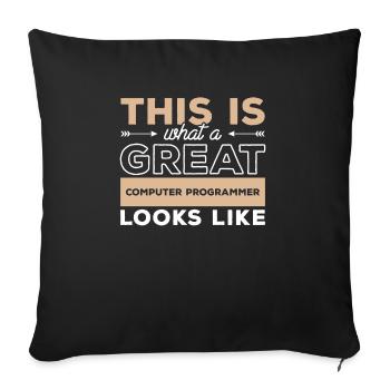 Voici à quoi ressemble un grand programmeur informatique - Housse de coussin décorative 45 x 45 cm - noir - Devant