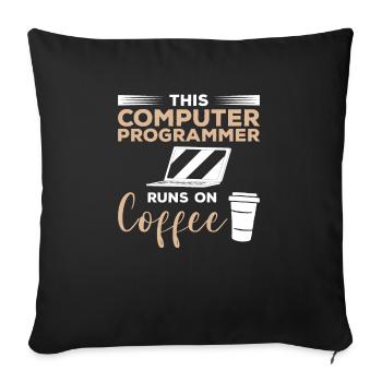 Ce programmeur informatique fonctionne sur Coffee - Housse de coussin décorative 45 x 45 cm - noir - Devant