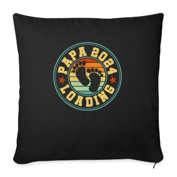 Father-to-be - Dad 2024 loading - Sofa pillowcase 17,3'' x 17,3'' (45 x 45 cm) - black - Front