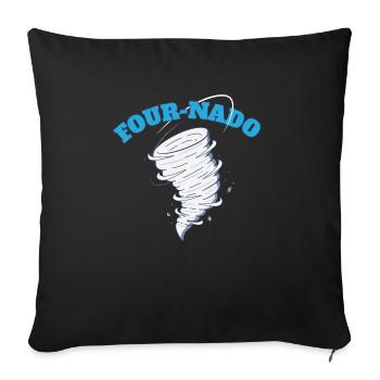 4 ans 4ème anniversaire Tornade Thème Fournado - Housse de coussin décorative 45 x 45 cm - noir - Devant