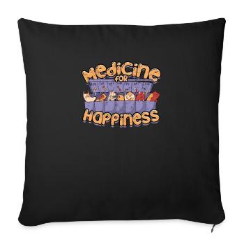 Medicine For Happiness - Cat Kitten - Cat Lovers - Sofa pillowcase 17,3'' x 17,3'' (45 x 45 cm) - black - Front