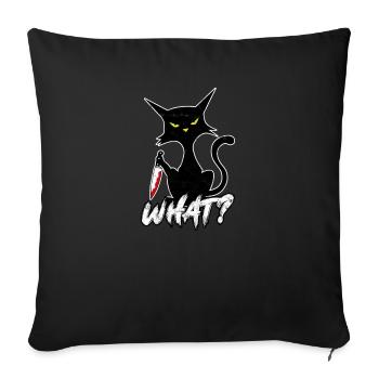 QUOI? Chat au couteau - Humour noir - Housse de coussin décorative 45 x 45 cm - noir - Devant