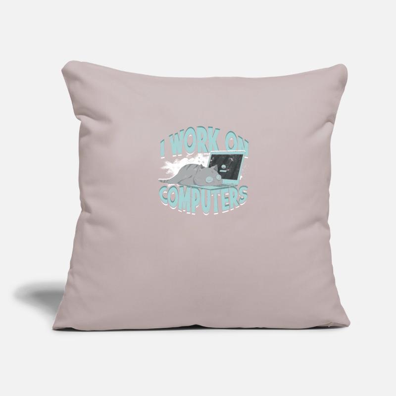 I WORK ON COMPUTERS - Cat and Computers - Tech Sofa pillowcase 17,3'' x 17,3'' (45 x 45 cm)
