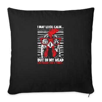 J’ai peut-être l’air calme mais dans ma tête je t’ai picoré 3 - Housse de coussin décorative 45 x 45 cm - noir - Devant