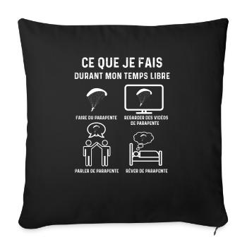 parapente temps libre parapentiste - Housse de coussin décorative 45 x 45 cm - noir - Devant