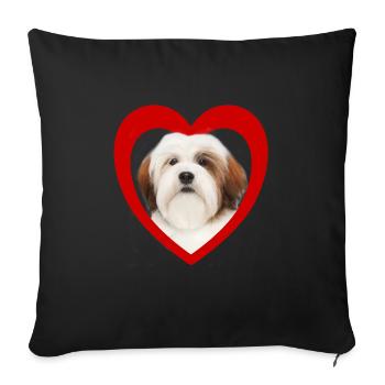 Dog Lovers - Dogs Heart - Lhasa Apso - Sofa pillowcase 17,3'' x 17,3'' (45 x 45 cm) - black - Front