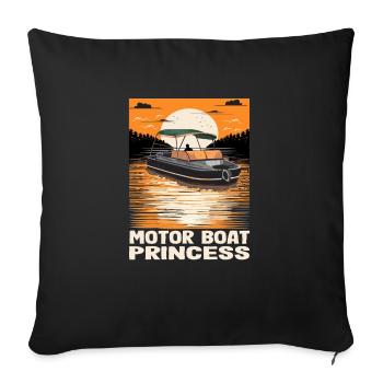 Motor Boat Princess Pontoon Queen Motorboating - Sofa pillowcase 17,3'' x 17,3'' (45 x 45 cm) - black - Front