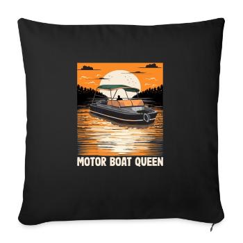 Pontoon Queen Motorboating Boat Parade Motor Boat - Sofa pillowcase 17,3'' x 17,3'' (45 x 45 cm) - black - Front