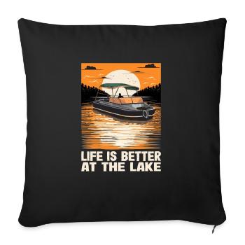 Life Is Better At The Lake Motorboat Owner - Sofa pillowcase 17,3'' x 17,3'' (45 x 45 cm) - black - Front