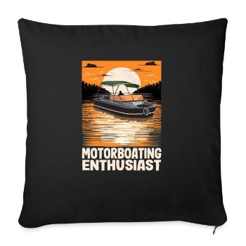 Pontoon Boat Captain Motorboating Enthusiast - Sofa pillowcase 17,3'' x 17,3'' (45 x 45 cm) - black - Front