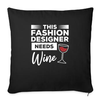 Ce créateur de mode a besoin de conception de vin - Housse de coussin décorative 45 x 45 cm - noir - Devant
