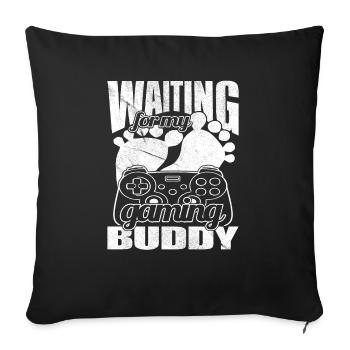 En attendant mon copain de jeu - Expectant Father - - Housse de coussin décorative 45 x 45 cm - noir - Devant