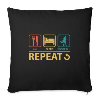 Manger dormir Football Répéter Vintage Drôle - Housse de coussin décorative 45 x 45 cm - noir - Devant