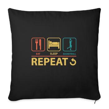 Eat Sleep Basketball Repeat Vintage Funny - Sofa pillowcase 17,3'' x 17,3'' (45 x 45 cm) - black - Front
