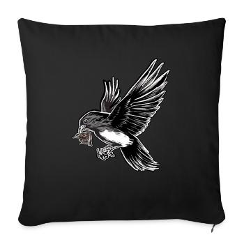BIRDS FLYING AROUND CARRYING THINGS IN THEIR TALON - Sofa pillowcase 17,3'' x 17,3'' (45 x 45 cm) - black - Front