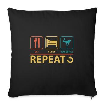 Eat Sleep Baseball Répéter Vintage Drôle - Housse de coussin décorative 45 x 45 cm - noir - Devant
