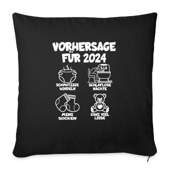 Vorhersage 2024 Werdende Eltern Babybauch - Sofakissenbezug 45 x 45 cm - Schwarz - Vorne