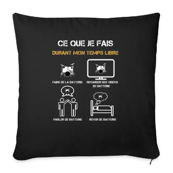 batterie temps libre humour - Housse de coussin décorative 45 x 45 cm - noir - Devant