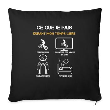 BMX temps libre humour - Housse de coussin décorative 45 x 45 cm - noir - Devant