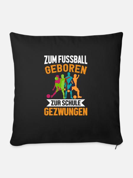 Fussball Schule Schüler Kind - Sofakissenbezug 45 x 45 cm - Schwarz