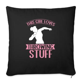 Shot Put Throwing Athletics - Sofa pillowcase 17,3'' x 17,3'' (45 x 45 cm) - black - Front