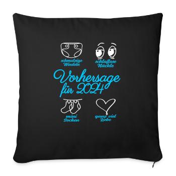 Werdende Eltern 2024 Babybauch Vorhersage - Sofakissenbezug 45 x 45 cm - Schwarz - Vorne