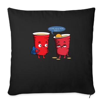 Beerpong - Housse de coussin décorative 45 x 45 cm - noir - Devant