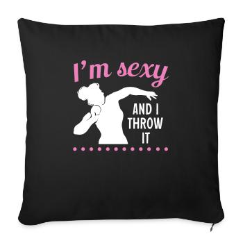 Lancer du poids Athlétisme - Housse de coussin décorative 45 x 45 cm - noir - Devant