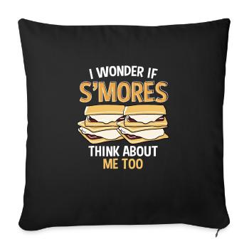 Dabbing Marshmallow I Wonder If Smores Think About - Sofa pillowcase 17,3'' x 17,3'' (45 x 45 cm) - black - Front